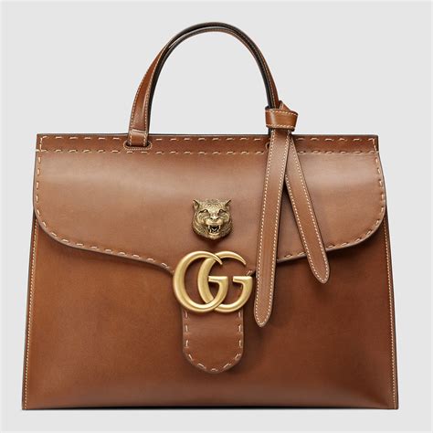 gucci big brown leather bag|vintage gucci brown leather handbag.